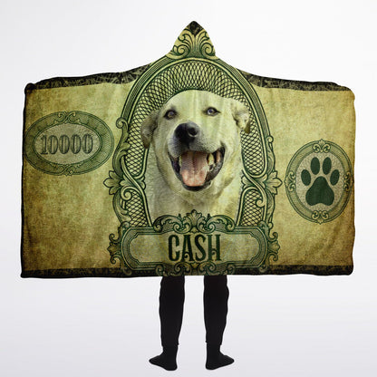 10,000 Dollar Bill Custom Pet Photo Hooded Blanket