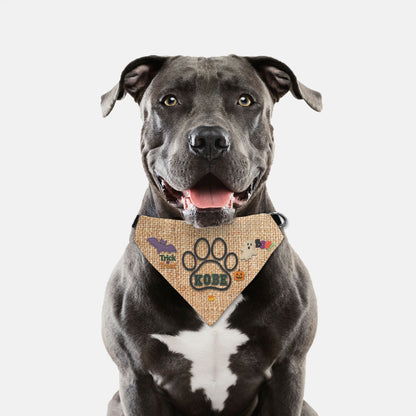 Rustic Halloween Custom Paw Print Bandana Collar