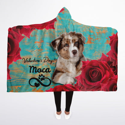 Rustic Valentines Day Charm Custom Pet Photo Hooded Blanket