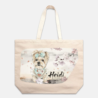 Cherry Blossom Japanese Ink Custom Oversized Canvas Tote Bag