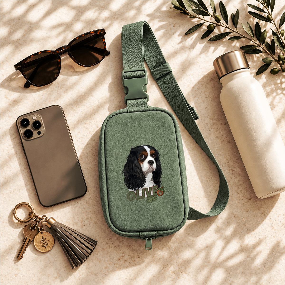 Oak & Acorn Paw Accent Custom Comfort Colors Explorer Sling Bag
