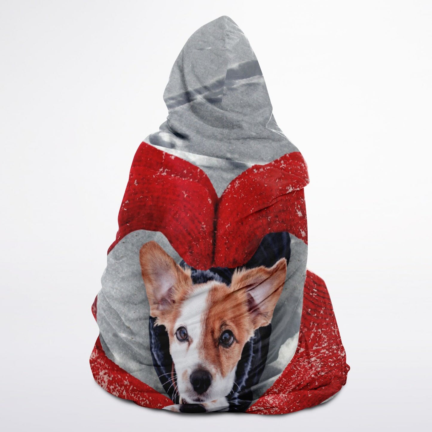 Snow Love Custom Pet Photo Hooded Blanket