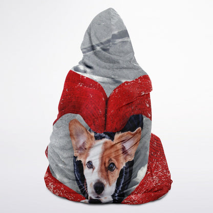 Snow Love Custom Pet Photo Hooded Blanket