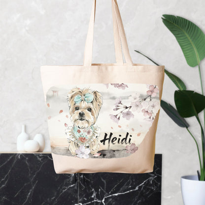 Cherry Blossom Japanese Ink Custom Oversized Canvas Tote Bag