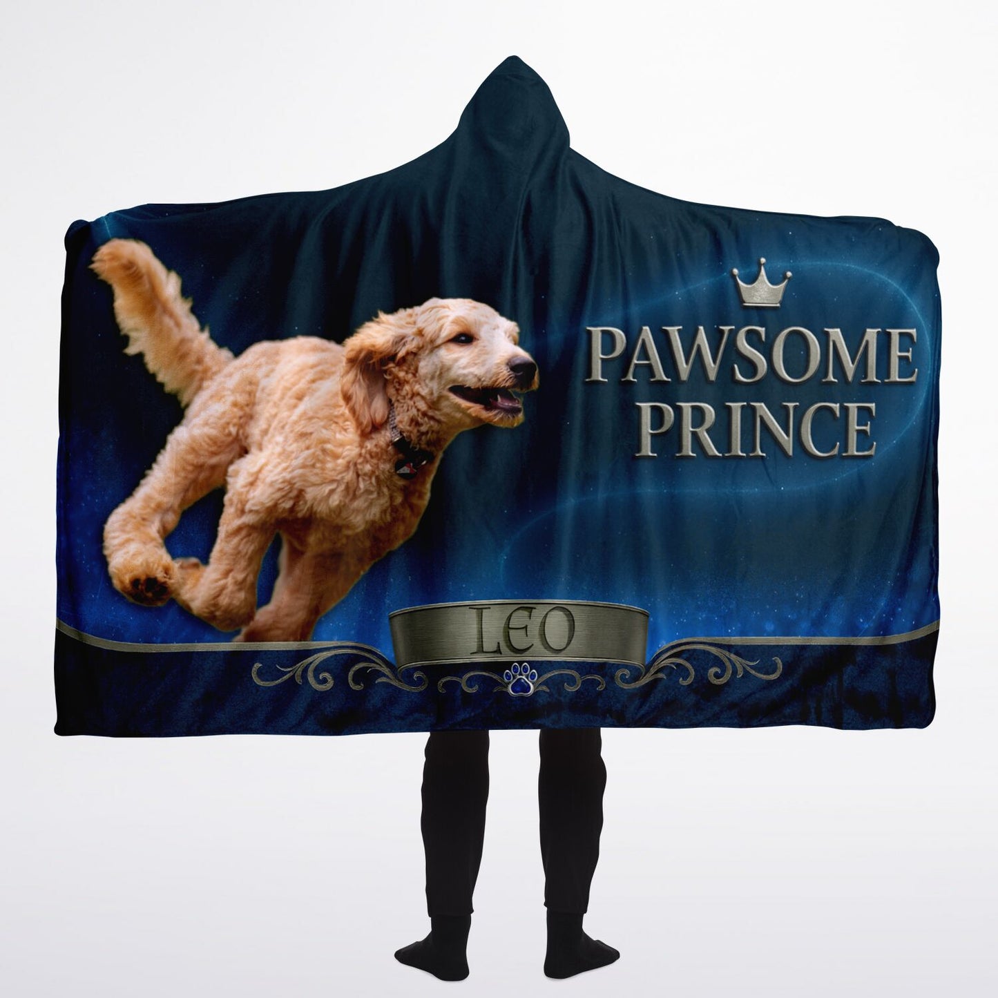 Pawsome Prince Custom Pet Photo Hooded Blanket