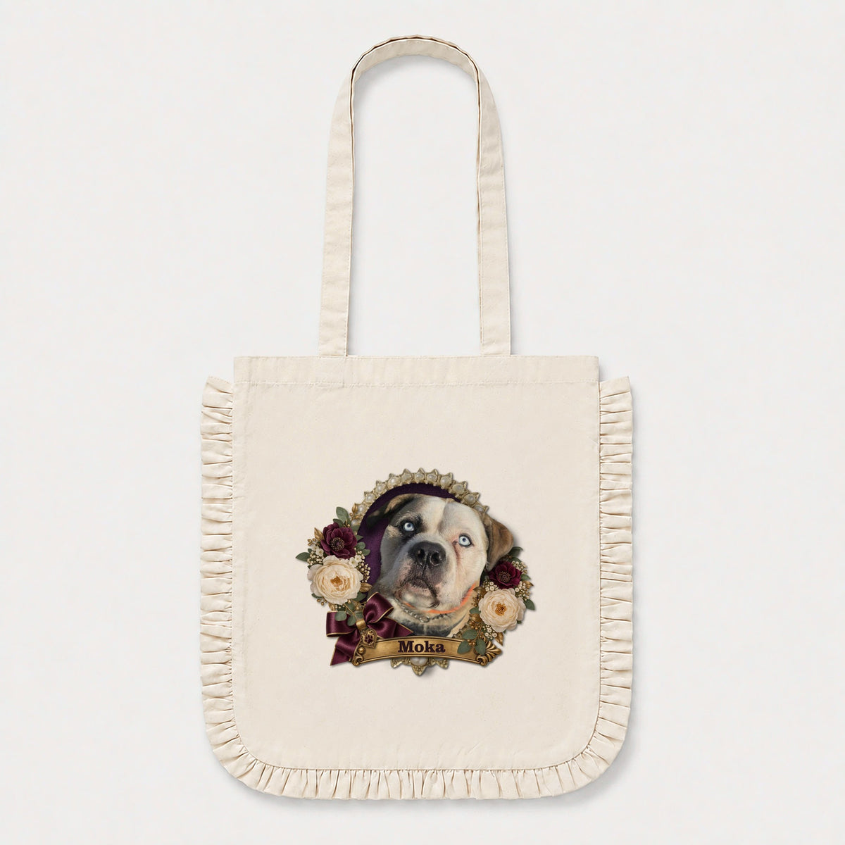 Victorian Cameo Custom Ruffle Edge Tote