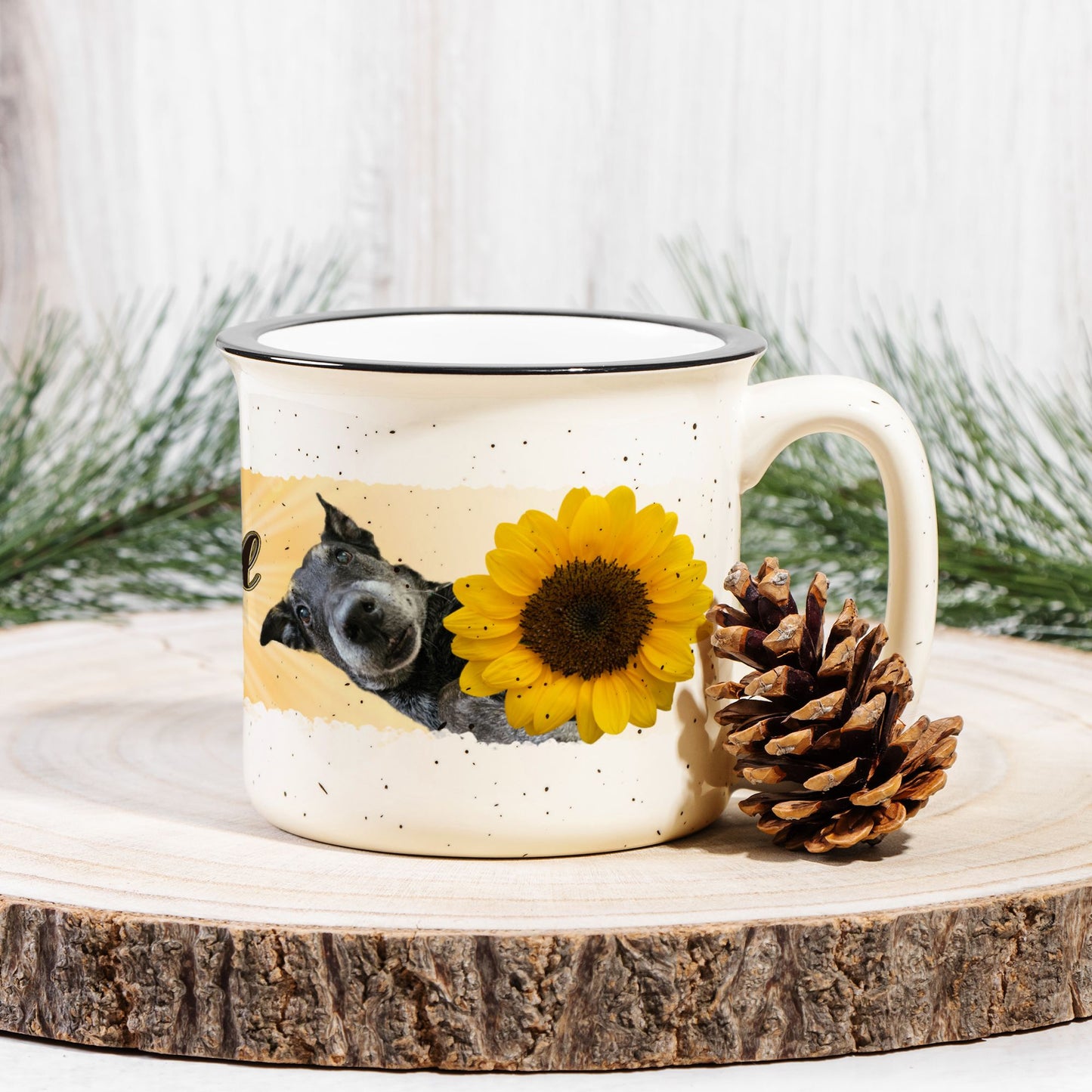 Sunshine Sunflower Peek Custom Camp Mug