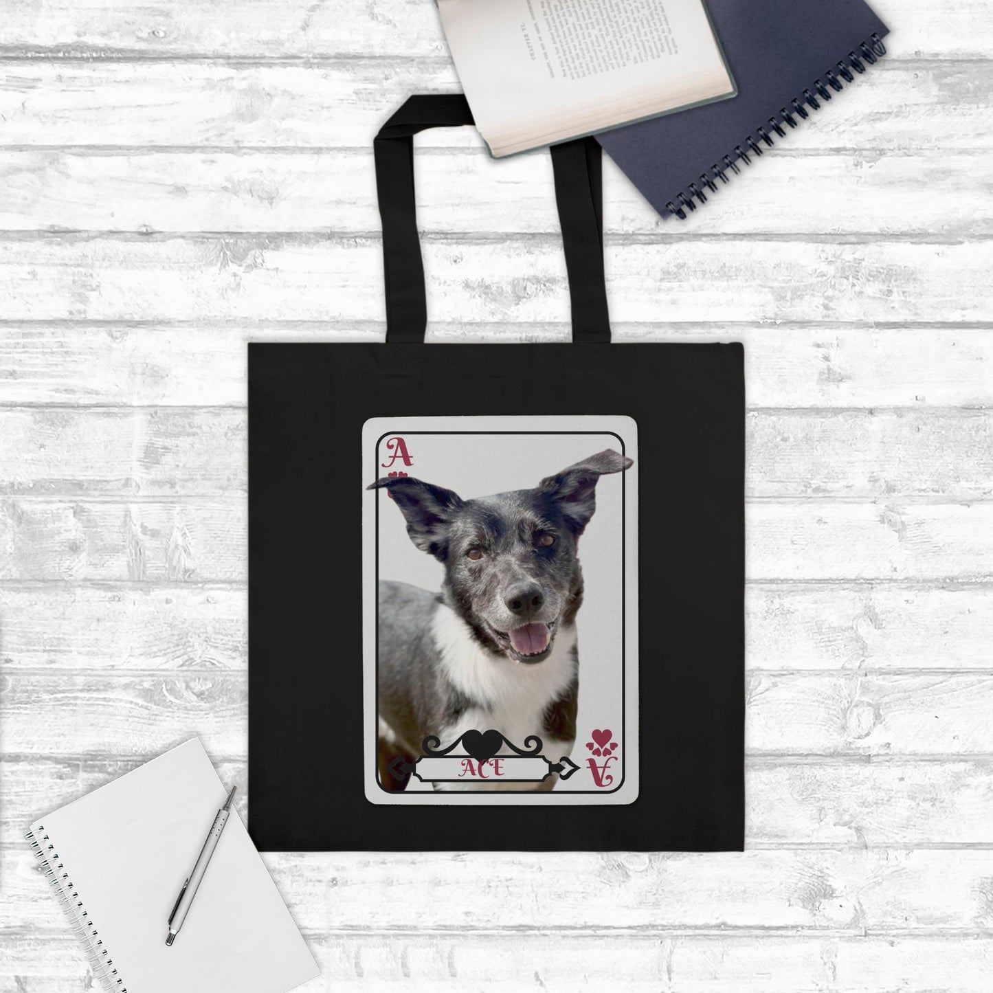 Ace of Paws Playing Card Custom Lightweight Canvas Tote Bag