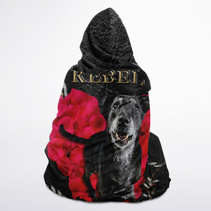 Rose Heart with Gold Filigree Custom Pet Photo Hooded Blanket
