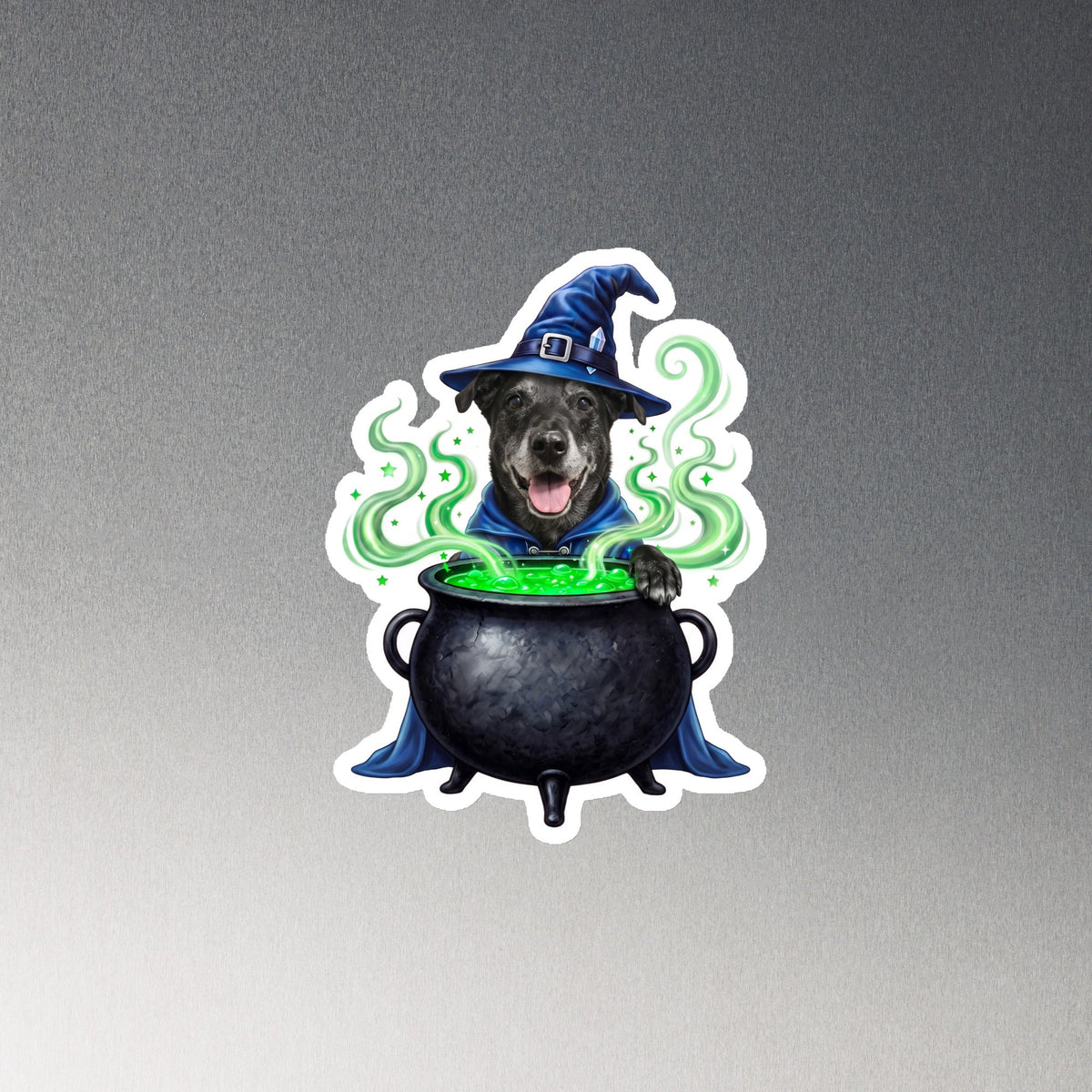 Rebel Witch 6-inch die-cut magnet sample mockup