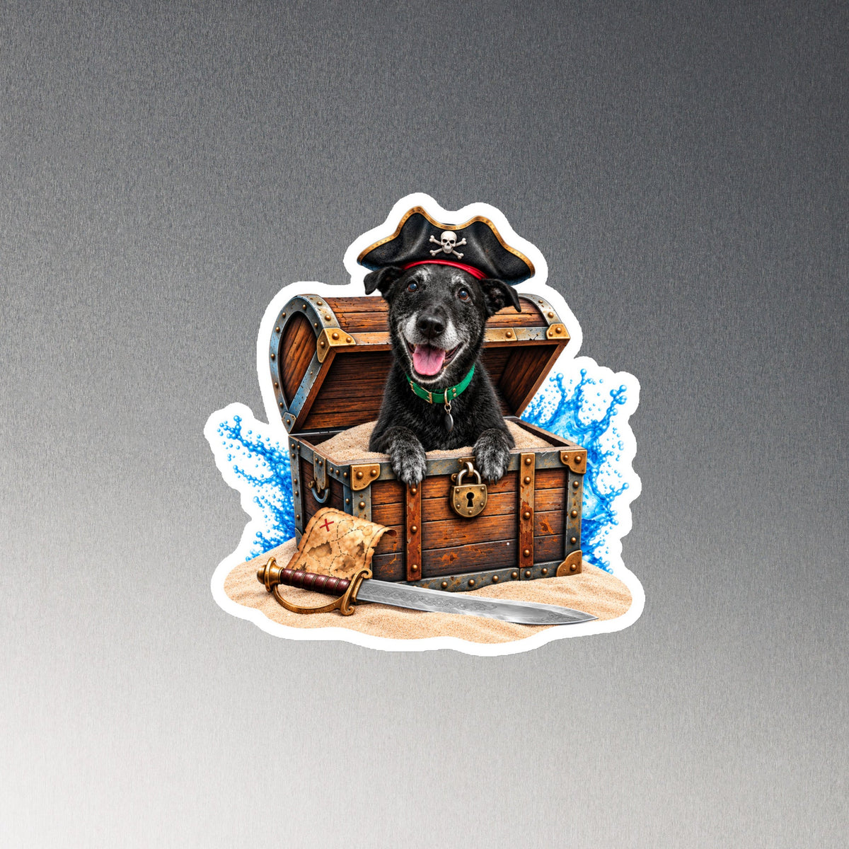 Rebel Pirate 6-inch die-cut magnet sample mockup