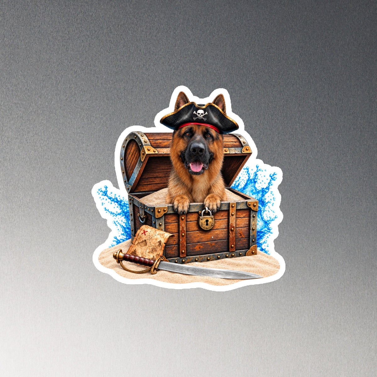 Shadow Pirate 6-inch die-cut magnet sample mockup