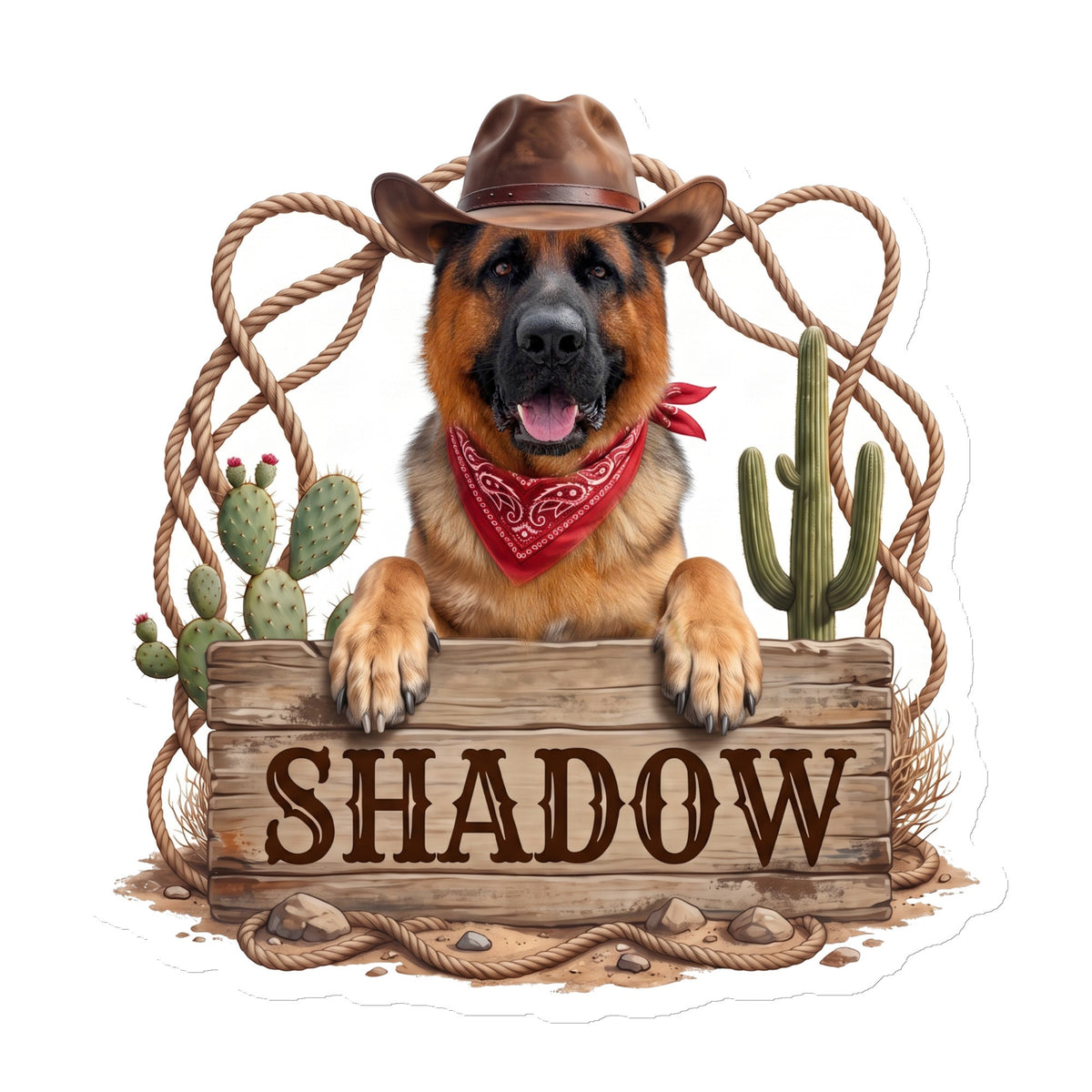 Shadow Cowboy 6-inch die-cut magnet sample mockup