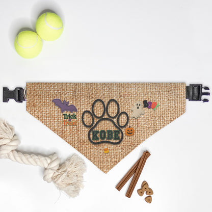 Rustic Halloween Custom Paw Print Bandana Collar