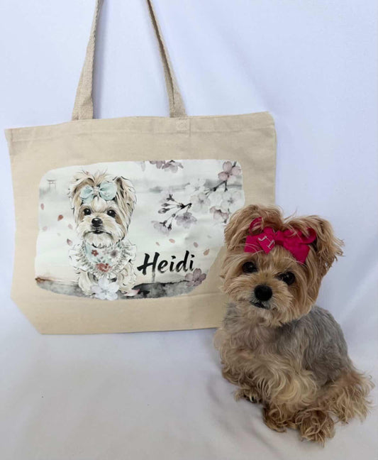 Cherry Blossom Japanese Ink Custom Oversized Canvas Tote Bag