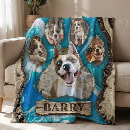 Driftwood Resin – Pawprint Collage Minky Blanket