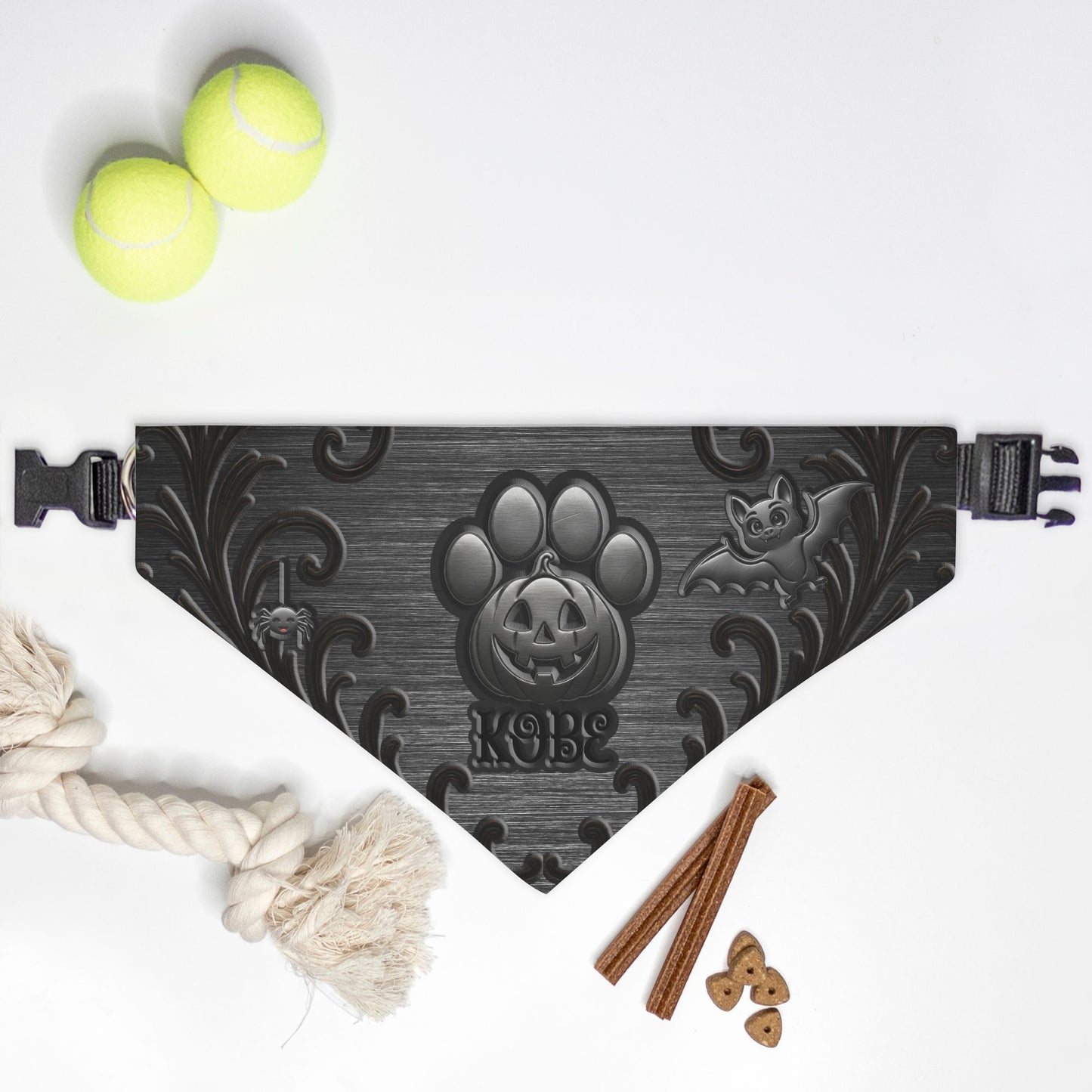Midnight Mischief Custom Paw Print Bandana Collar