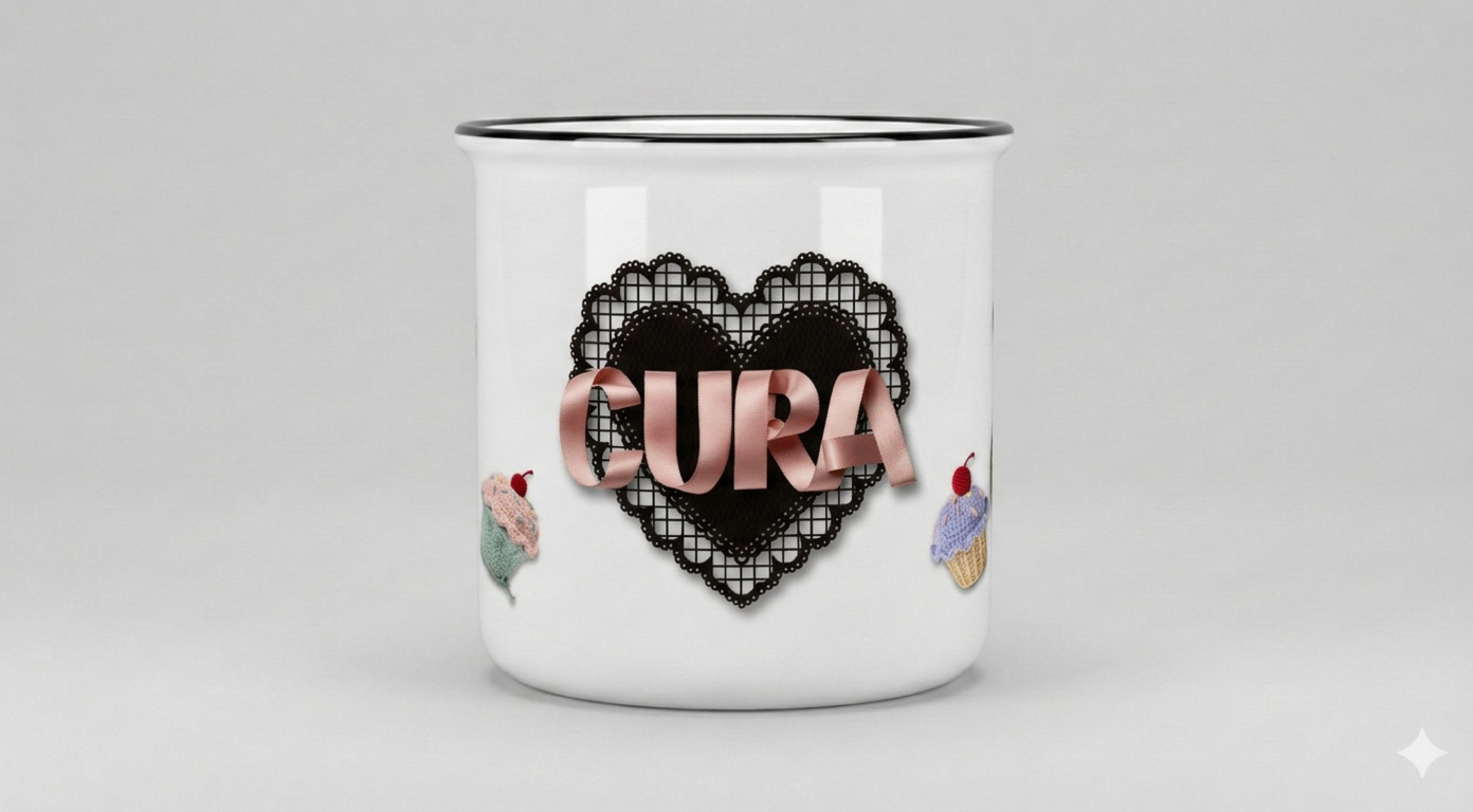 Crochet Cupcakes and Ribbon Custom Camp Mug