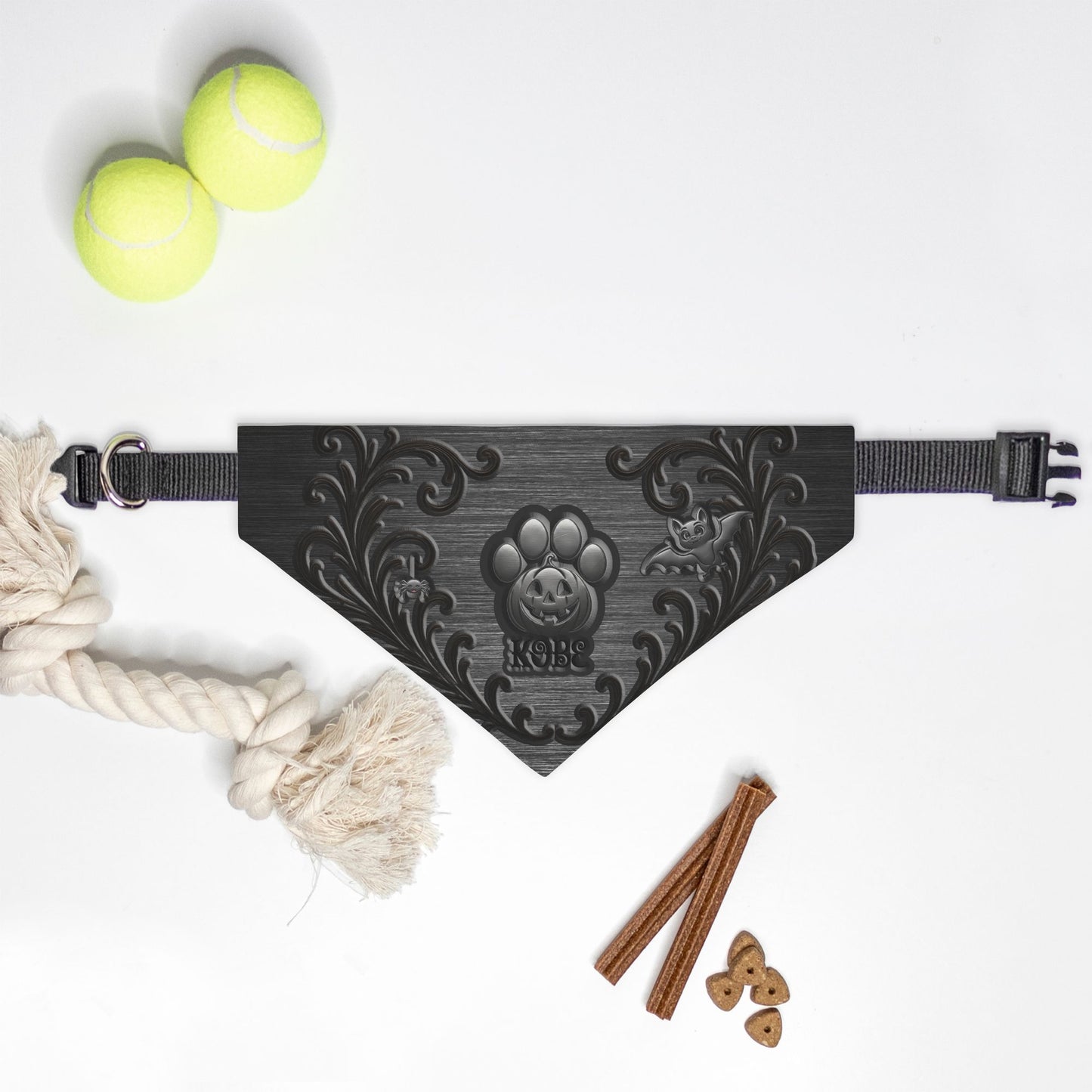 Midnight Mischief Custom Paw Print Bandana Collar