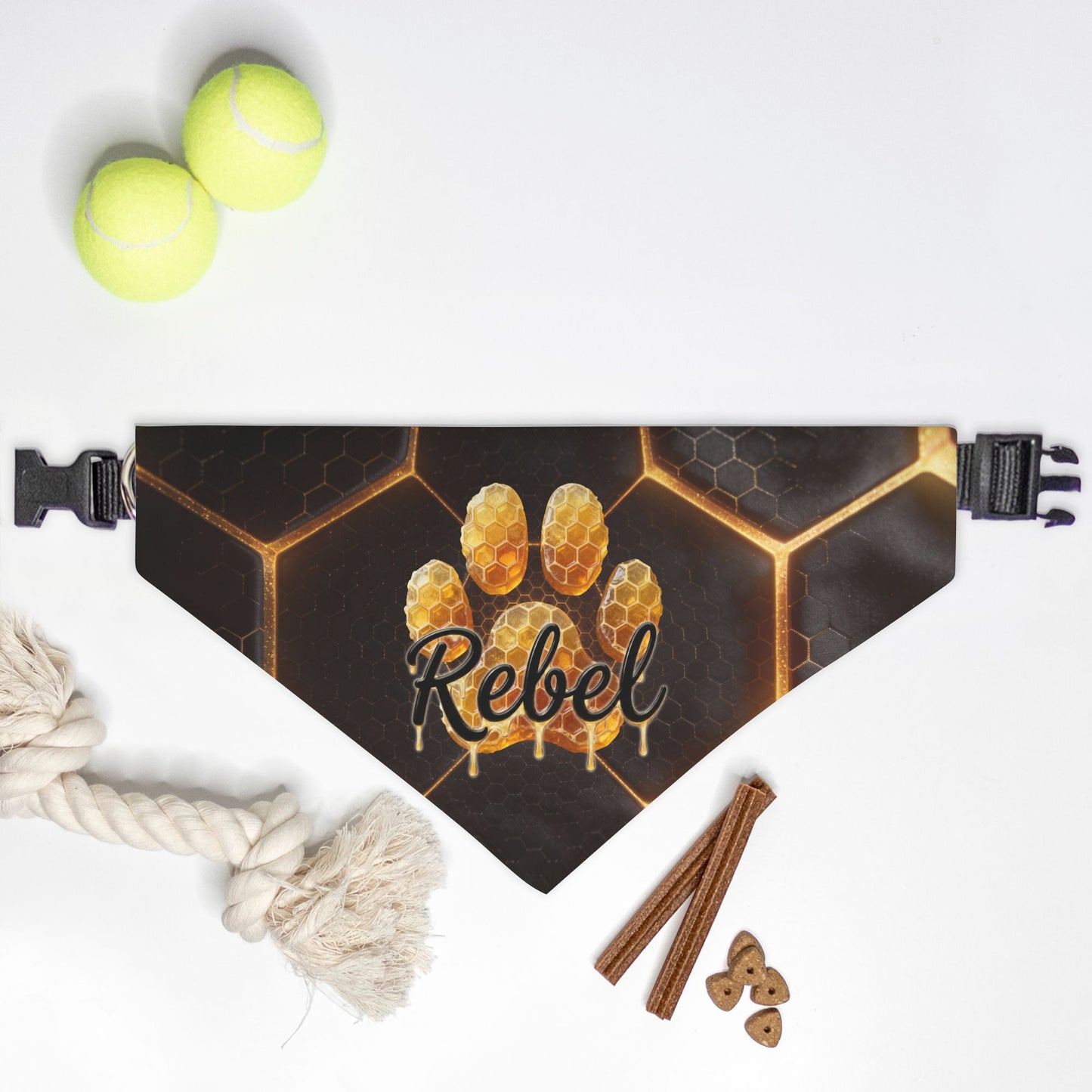 Honeycomb Glow Paw Print Custom Bandana